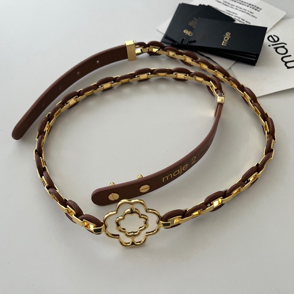 Maje Leather Belt with Links Size M - Picture 2 of 10